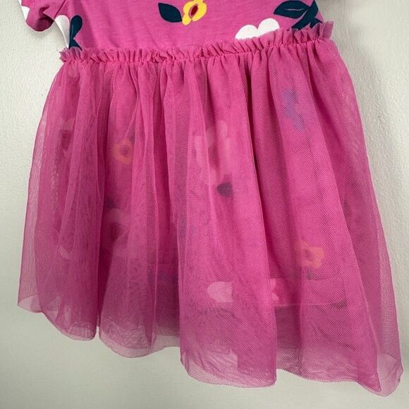 Hanna Andersson Girls 70 6-12 Months Pink Dress Short Sleeve Tulle Floral - Picture 3 of 5